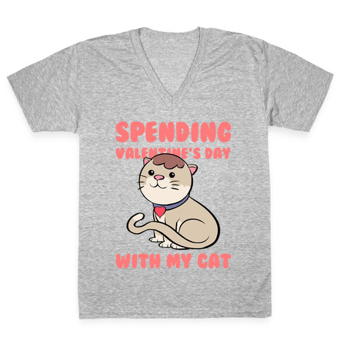 Spending Valentine's Day With My Cat V-Neck Tee Shirt