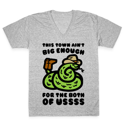 This Town Ain't Big Enough For The Two of Ussss Cowboy Snake Parody V-Neck Tee Shirt