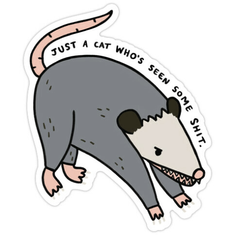 Just A Cat Who's Seen Some Shit Opossum Die Cut Sticker