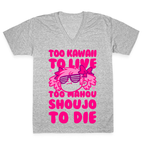 Too Kawaii to Live Too Mahou Shoujo To Die Parody V-Neck Tee Shirt