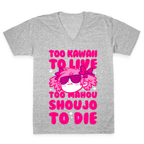 Too Kawaii to Live Too Mahou Shoujo To Die V-Neck Tee Shirt