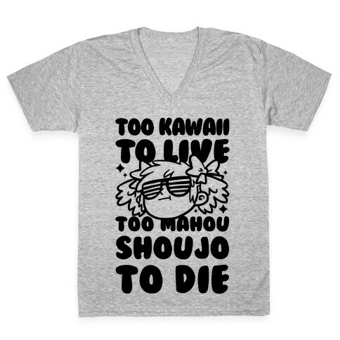 Too Kawaii to Live Too Mahou Shoujo To Die Parody V-Neck Tee Shirt