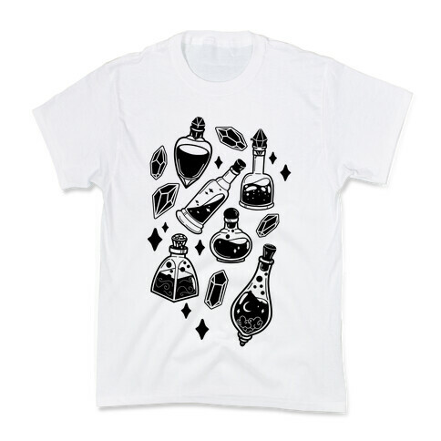 Black On White Potions Pattern Kids T-Shirt