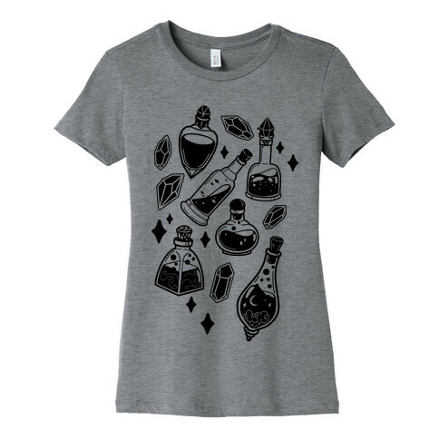 Black On White Potions Pattern Womens T-Shirt