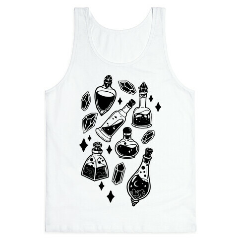 Black On White Potions Pattern Tank Top