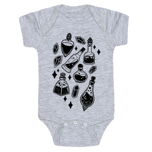 Black On White Potions Pattern Baby One-Piece