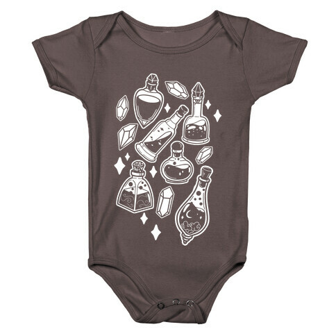 White On Black Potions Pattern Baby One-Piece