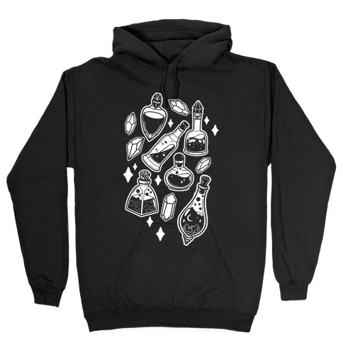 White On Black Potions Pattern Hooded Sweatshirt