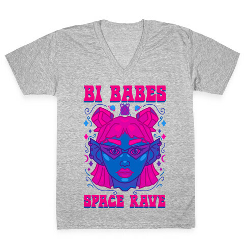 Bi Babes Space Rave V-Neck Tee Shirt