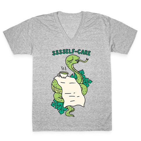 Sssself-Care Snake V-Neck Tee Shirt