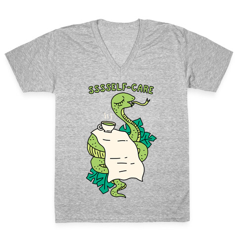 Sssself-Care Snake V-Neck Tee Shirt