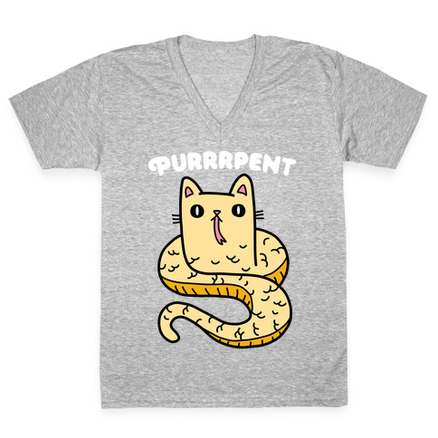 Purrrpent Serpent Cat V-Neck Tee Shirt