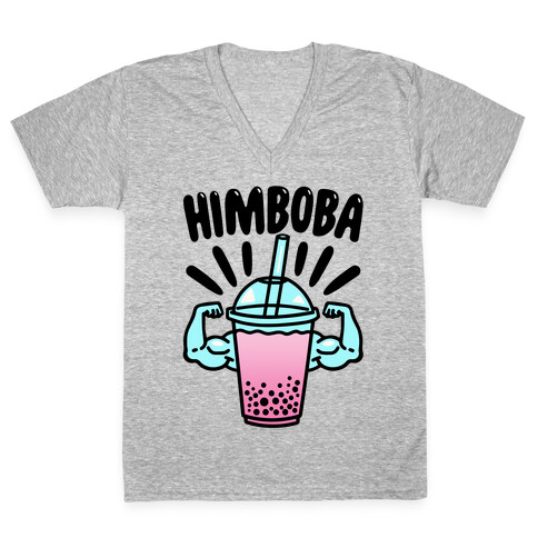 Himboba Himbo Bubble Tea Parody V-Neck Tee Shirt