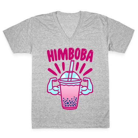 Himboba Himbo Bubble Tea Parody V-Neck Tee Shirt
