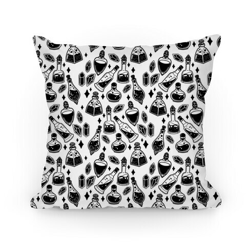 Black On White Potions Pattern Pillow