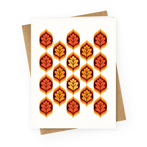 Vintage Autumn Leaves Pattern Greeting Card