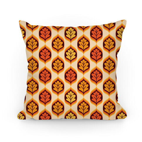 Vintage Autumn Leaves Pattern Pillow