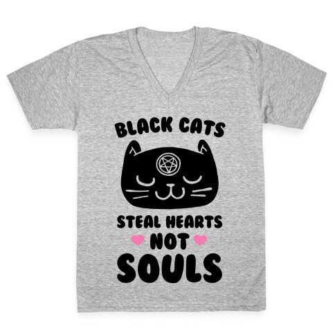 Black Cats Steal Hearts Not Souls V-Neck Tee Shirt