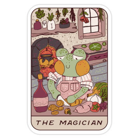 Cottagecore Magician Tarot Card Die Cut Sticker