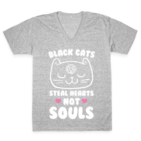 Black Cats Steal Hearts Not Souls V-Neck Tee Shirt