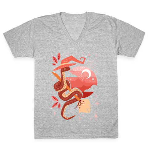 Midcentury Modern Witch Snake V-Neck Tee Shirt