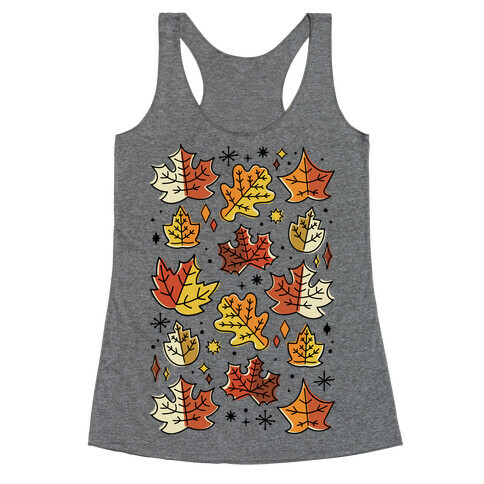 Mid Century Modern Fall Leaves Racerback Tank Top