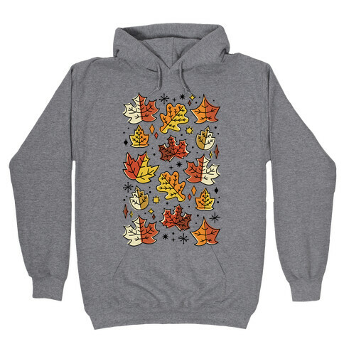 Mid Century Modern Fall Leaves Hooded Sweatshirt