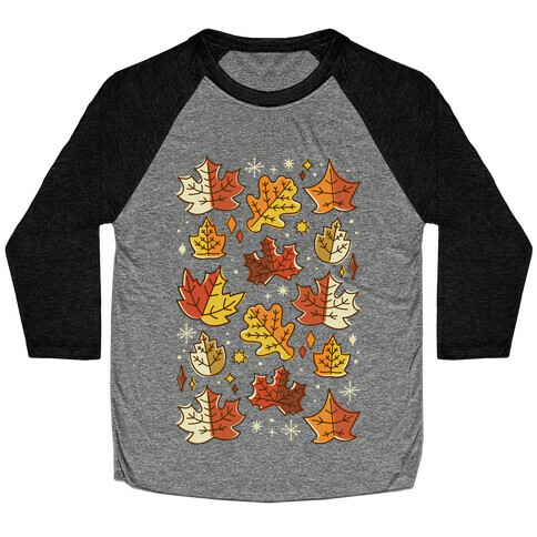 Mid Century Modern Fall Leaves Baseball Tee