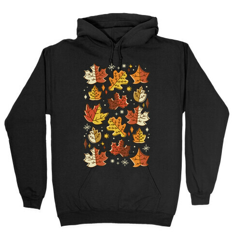 Mid Century Modern Fall Leaves Hooded Sweatshirt