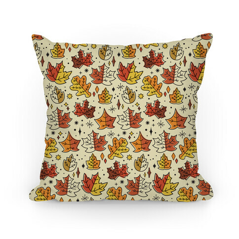 Mid Century Modern Fall Leaves Pillow