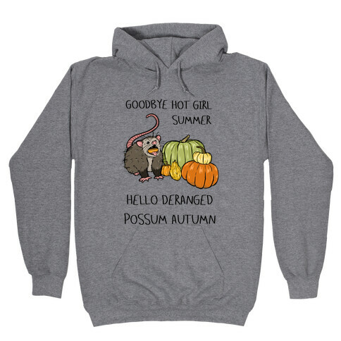 Goodbye Hot Girl Summer Hello Deranged Possum Autumn Hooded Sweatshirt