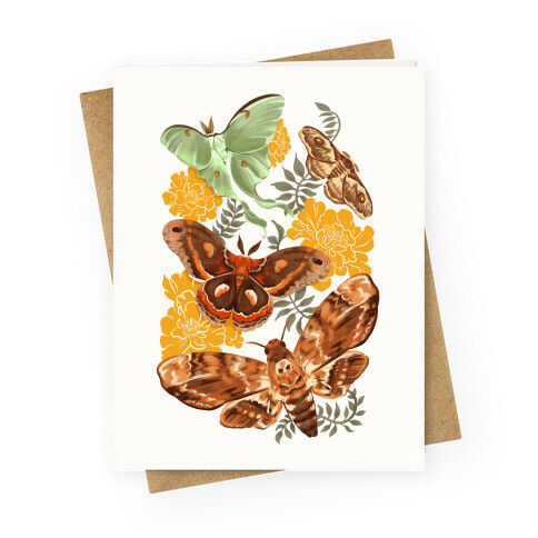 Moths & Marigolds Greeting Card