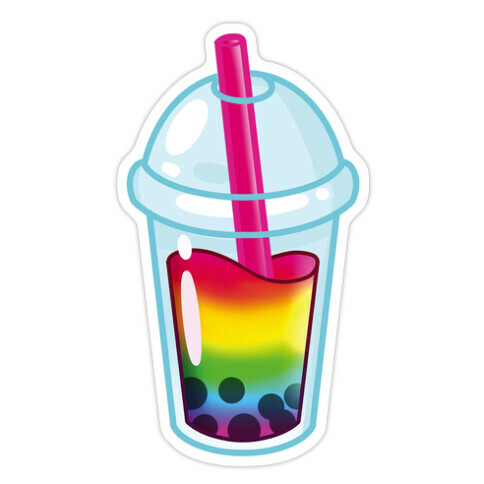 Gay Pride Bubble Tea Die Cut Sticker