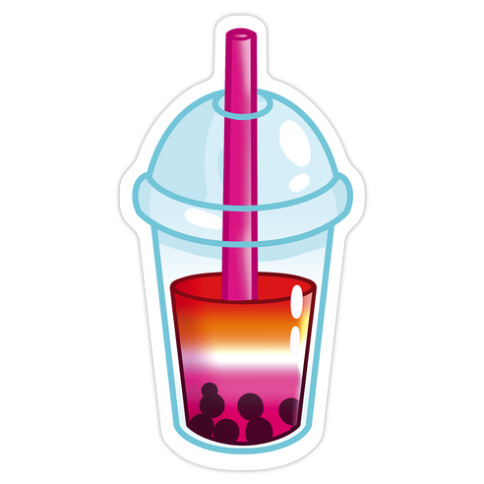 Lesbian Pride Bubble Tea Die Cut Sticker