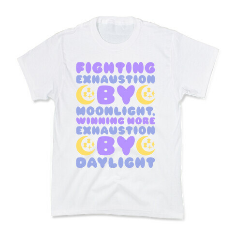 Fighting Exhaustion By Moonlight Kids T-Shirt