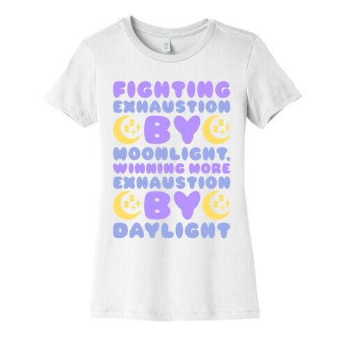 Fighting Exhaustion By Moonlight Womens T-Shirt