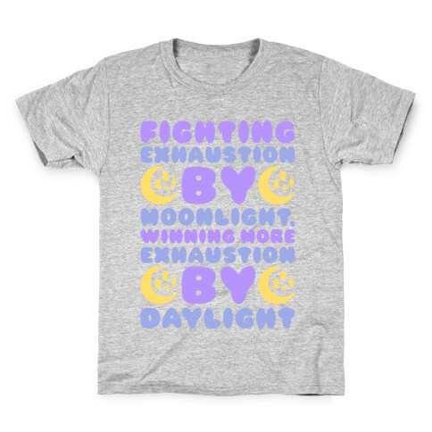 Fighting Exhaustion By Moonlight Kids T-Shirt