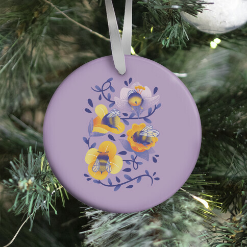 Sleepy Bumble Bee Butts Floral Ornament