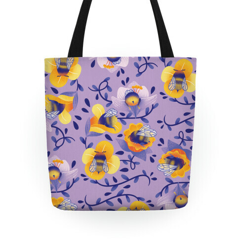 Sleepy Bumble Bee Butts Floral Tote