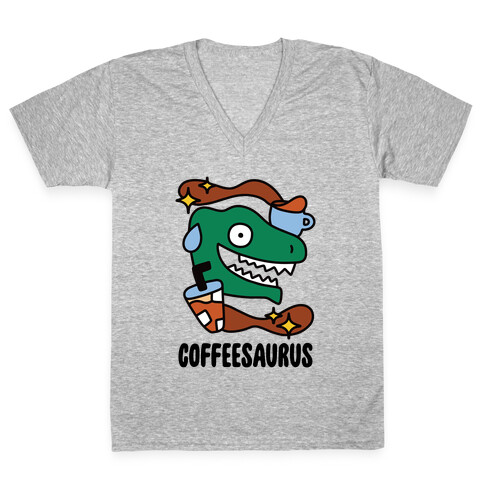 Coffeesaurus V-Neck Tee Shirt