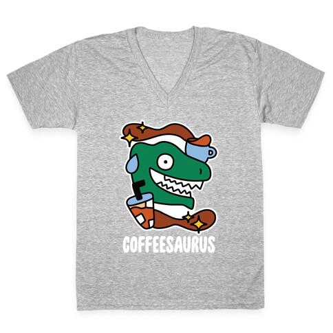 Coffeesaurus V-Neck Tee Shirt