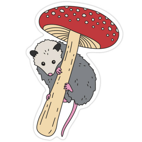 Opossum Mushroom Die Cut Sticker