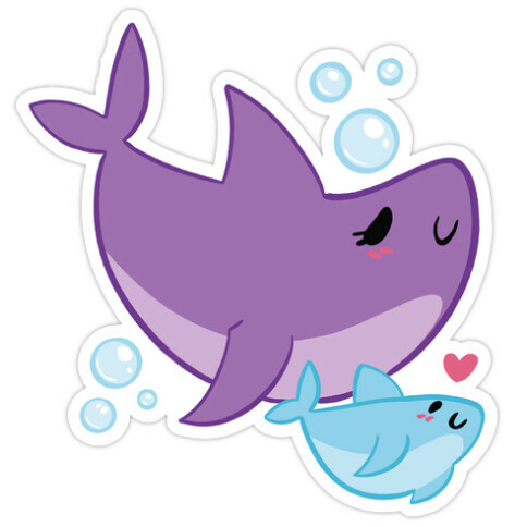 Mama Shark And Baby Die Cut Sticker