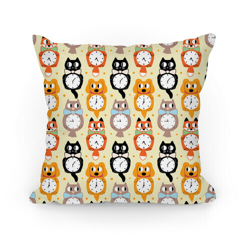 Animal Clock Pattern Pillow