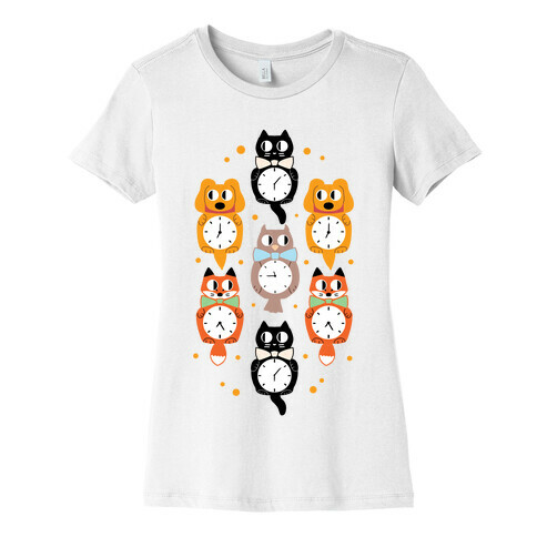 Animal Clock Pattern Womens T-Shirt