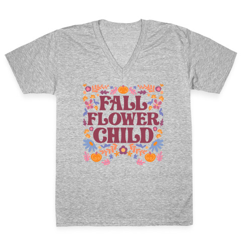 Fall Flower Child V-Neck Tee Shirt