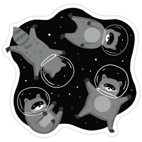 Raccoons In Space Die Cut Sticker