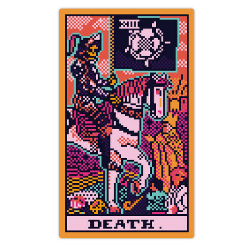 Pixelated Death Tarot Card Die Cut Sticker