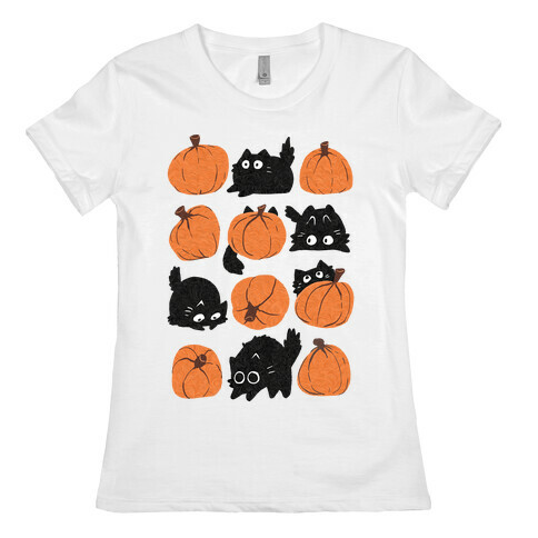 Pumpkin Cats Womens T-Shirt