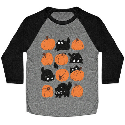 Pumpkin Cats Baseball Tee